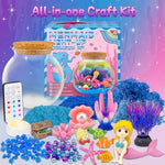 Mermaid Terrarium Craft Kit with LED Night Light & Remote for Girls Ages 5-12
