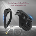 Breathable Honeycomb Penis Cage Set With 4 Flat Rings Small Cock Cages Men Chasity Device Slave Sex Toy Extreme Bondage With Large Urinal Design (Black,Flat-Micro)