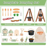 Kids Camping Toys Set - Pretend Play Camping Set With Food Toy, Spray Stove, Oil Lantern, Binoculars, Compass, Tableware, Watch & Storage Bag, Birthday For Ages 3+