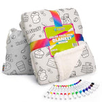Adult Sherpa Throw Blanket with 15 Permanent Fabric Markers for Coloring