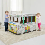 Color Your Own School Bus Playhouse Craft Activity for Kids