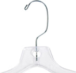 17 inch Clear Plastic Dress Hangers (Case of 20) - Features a Chrome Swivel Hook and Notched Shoulders - Perfect for Lightweight Fabrics and Can Be Used for Retail Stores