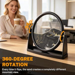 10 Inch 3D Moving Sand Art Picture, Round Glass Desk Decor for Stress Relief