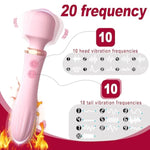 Massager Dildo Vibrator, G Spot Vagina Clitoris Nipple Stimulator With Heating Function, 10 Powerful Vibrations Dual Motor Personal Massager Masturbator (Pink)