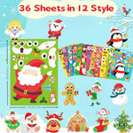 36 Piece Christmas Craft Sticker Set, DIY Stickers for Party Favors