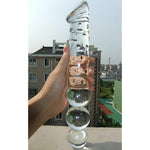 11.6" Massive Transparent Double Head Glass Dildo Huge Crystal Penis Female Masturbation With 3 Big Anal Beads Plug