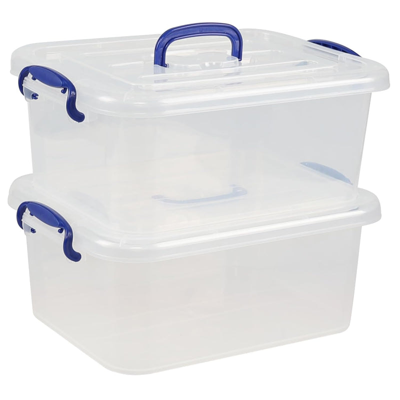8 L Clear Latching Box, Plastic Storage Bin With Handle, 2-Pack