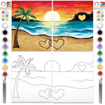 2 Pack Sip And Paint Kit For Adults Couples Painting Kit Pre Drawn Canvas To Paint Valentine'S Day At Home Date Night Party Favor Supplies Couples Activity Hawaii Beach 8X10 Canvas Painting Kit