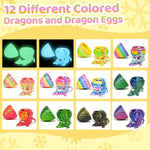 12Pcs 3D Printed Dragon Eggs With Dragons Inside, Mini Egg Set, Articulated Crystal Dragon Fidget Toys For Kids, Glow In The Dark Dragon Toys - Stuff Fun Gift For Kids Boys Girls