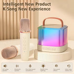 Karaoke Machine For Kids,Portable Bluetooth Speaker With Wireless Microphone For Illusionary Flowing Light,Karaoke Toys Gifts For Girls & Boys Ages 4-12 +Year Old Birthday Party