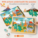 Wooden Puzzles Dinosaur Toys For Kids Ages 3-5, Set Of 5 Packs With 30-Piece,Preschool Educational Brain Teaser Toys For Boys And Girls 3-8 Years Old