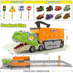 Dinosaur Carrier Truck Race Track Toys For Kids 3-5, Large Toy Cars Track Set With 8 Small Dinosaur Cars, T-Rex Transport Carrier, Christmas Birthday Gifts For 3 4 5 6 7 Year Old Toddler Boys Girls