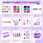 54 Pcs Kids Makeup Kit For Girls, Princess Real Washable Pretend Play Cosmetic Set Toys With Mirror, Birthday Gifts For 3 4 5 6 7 8 9 10 Years Old Girls Kids (Purple)