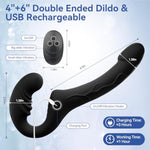 Strapless Strap On Double Sided Dildo For Women, 10 Strong Vibrating Anal Clitoral G Spot Vibrator With 6 Inch & 4 Inch Realistic Dildo, Wearable Pegging & Lesbian Sex Toys With Remote Control