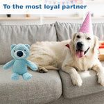 Double-Layer Durable Plush Bear Dog Toy With Squeaker + Crinkle Paper, Interactive & Chew-Resistant, Light Blue, Suitable For Puppies, Small, Medium & Large Dogs, Indoor & Outdoor Use