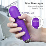 Mini Clitoral Vibrator Female Av Wand Women G-Spot Stimulator Sex Toy Vibrator Rechargeable Powerful Vibration Clit Labia Massager Orgasm Waterproof Adult Couples(Purple)