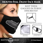Mouth-Full Premium Silicone Dildo Face Mask For Men Women & Bdsm Couples. Breathable Cotton Face Mask With Hidden Silicone 2.8 Inch Dildo Gag. Machine Washable - Black