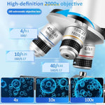 Microscope For Kids & Adults,40X-2000X Microscope With Phone Adapter & Slides Set,Suitable For Students School Lab And Home Education