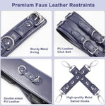 Bdsm Restraints, Sex Bondage Set With Adjustable Hand Restraints, Waist Belt, Blindfold And Whip, Adult Sm Games Bdsm Kit, Soft Faux Leather, Discreet Packaging