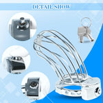 Chastity Cage Adjustable Size Cock Cage Skeletonized Breathable Stainless Steel Chastity Devices Male Chastity (Large)