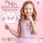Kids Jewelry For Girls 4-6, Little Girls Play Jewelry Set For Toddlers Age 3-5 6-8, Childrens Princess Costume Dress Up Necklace Bracelets Rings, Unicorn Birthday Gifts For 3 4 5 7 6 8 Year Old