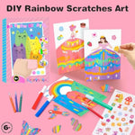 Squeegee Art Craft Kit for Kids with Rainbow Scratch Notebooks & Painting Activities