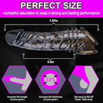 Penis Sleeve, Reusable Penis Extender Super Thick Realistic Textured Sheath Pennis Sleeve Girth Enhancer For Men, Delay Ejaculation Shaft Ring Sheath Elastic Gift For Men Sex Toys-Black