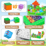 Magnetic Blocks-Volcano & Dinosaur Toys Magnetic Building Blocks, Stem Sensory Magnet Blocks Cubes Toys For Kids Toddlers Boys & Girls Ages 3 4 5 6 7 8 9 10