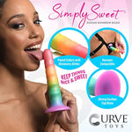 Simply Sweet Zigzag Rainbow Silicone Dildo For Men Women & Couples. Colorful Zigzag Strong Suction Base Dildo. 1 Piece, Rainbow.