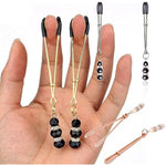 Breast Nipple Clamps Labia Clip Clitoris Rhinestone Jewelry Pendant Metal Chain Flirt Adult Sex Love Toys Bondage (Golden)
