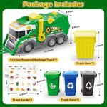 Garbage Truck Toys For Kids 3 4 5 6 7 8 Years Old Boys Toy Trucks Set With Sound And Light,Toddlers Birthday Gifts For Boys & Girls Learning Toys,Includes 3 Trash Bins