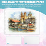9x12 Watercolor Paper Pad, 140lb/300gsm, Spiral Bound, 24 Sheets, Acid-Free, Lays Flat