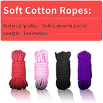 4 Pack Soft Cotton Rope 32 Feet 10M Bdsm Shibari Bondage Rope Restraint Kits Adult Sex Toys For Women Couples (Black And Red)