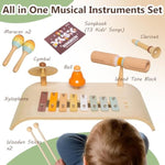 Wooden Drum Set, 6 In 1 Toddler Drum Set, Wooden Musical Toys For Toddlers, Montessori Toys For Boy Girls, Preschool Educational Gift With Songbook