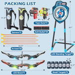Led Standing Target Archery Set With Bow & Arrows For Kids 4-12 Years Old, Outdoor Sports Toy Gift For Boys & Girls (Blue/Green)