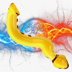 Glass Bent Pleasure Wand Double-Ended Butt Plug G-Spot Stimulation Dildo,Double Ended Anal Beads Butt Plug Crystal Dildo Massager Anal Sex Toy Masturbation Penis Anal Plug For Men Women