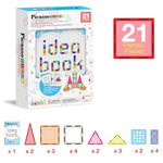 PicassoTiles 21pcs Magnetic Tiles Magnet Toys Building Blocks Construction Set with 110+ Pages IdeaBook STEM Learning Playset Toddlers Educational Fun Play Kids Boys Girls Sensory Toys Ages 3+ PT03