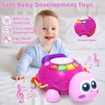 Musical Turtle Baby Toys 6-12 Months?Baby Crawling Toys For 12-18 Months,Early Learning Toy With Light&Sound,Tummy Time Toys Gifts For 3-6 4 5 7 8 9-12 18 Month Boy Girl?Pink?
