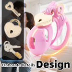 Male Chastity Device Cock Cage With 4 Different Rings Penis Cage With 3 Adjustable Fittings For Distance From Rings Sex Toys Resin Chastity Cage With 2 Locks For Restraining Man'S Penis (M,Pink)