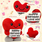 Happy Birthday Gifts For Men Women Friendship Husband Mom Dad Him Her Teen Girls Boys Bestie Fluffy Stuffed Animals Positive Inspirational Red Heart Christmas Decorations For Home - 5.7Inch