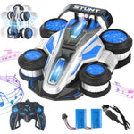 Remote Control Car, 2.4 Ghz Stunt Car, Upright Walking Rc Cars 360° Deformation Rotation, With Lights And Music Rc Car 4Wd High Speed Off Road Toy Presents For 6 7 8 9 10 Boy And Girl (Blue)
