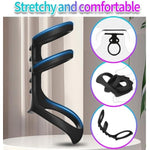 Triple Penis Ring For Men - Black Silicone Cock Ring With Ribbed Texture For Harder Longer Stronger Erections - Erection Enhancing Sex Toy