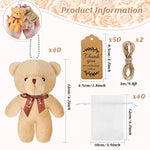 40 Sets 4.7 Inch Mini Stuffed Plush Bears Bulk Small Christmas Stuffed Animals Soft Valentines Bear Tiny Keychain Hanging Ornaments For Diy Crafts Xmas Party Favors Gifts(Retro Colors)