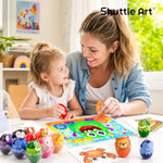 9 Color Egg Crayons for Toddlers Ages 1-3 with Coloring Book, Washable & Easy Grip