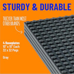 Strictly Briks Stackable Baseplates - 4 Pack Compatible with Lego & Major Brick Brands, 10 x 10 in with 32 x 32 Studs, Toy Building Plates Boards, Kids, Grey