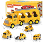 Toddlers Construction Toys For Kids 3-9 Year Old?5 In 1 Friction Power Vehicle Car For 3 4 5 6 7 Years Old Boys Girls?Carrier Truck Transport Toys For Christmas And Birthday Gifts