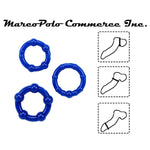 Marcopolo Power Beaded Cock Rings In 3 Sizes - Smooth Stretchy - Great Fit - Enhanced Stamina - Male Enhancement Sex Toy For Men & Couples - 100% Phthalate Free - Blue