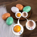 Wooden Christmas Play Eggs Toy, Play Food Sets For Kids Kitchen, Sturdy Wood Eggs With Magnetic Separable Yolk, Pretend Play Kitchen Toy Food For Toddlers Boys Girls Gifts
