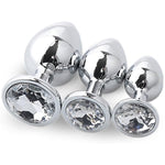 3Pcs Anal Plug Set Jeweled Butt Plug Prostate Anal Sex Toys Butt Plug Trainer Kit With Crystal Diamond Beginner Anal Toy For Adult Women Unisex