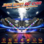 Rc Cars Toys, 2-In-1 Remote Control Car Transform 4Wd With Spray & Led Lights, 2.4Ghz Off-Road Stunt Truck For 360° Flips Gift For Boys Age 8-12 (Black)